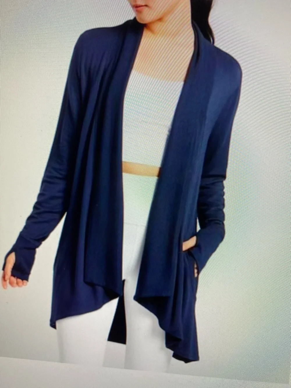 Athleta Pranayama Open Front Wrap Cardigan soft Yoga  style Navy size XS
